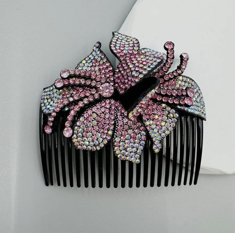 Floral Rhinestone Hair Comb