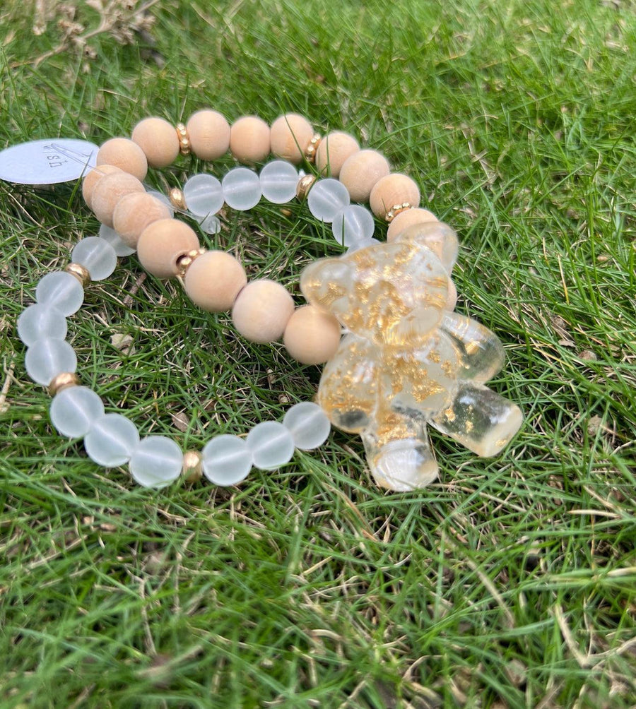 Teddy Bear Charm Stretch Bracelet Set - Robin Boutique-Boutique 