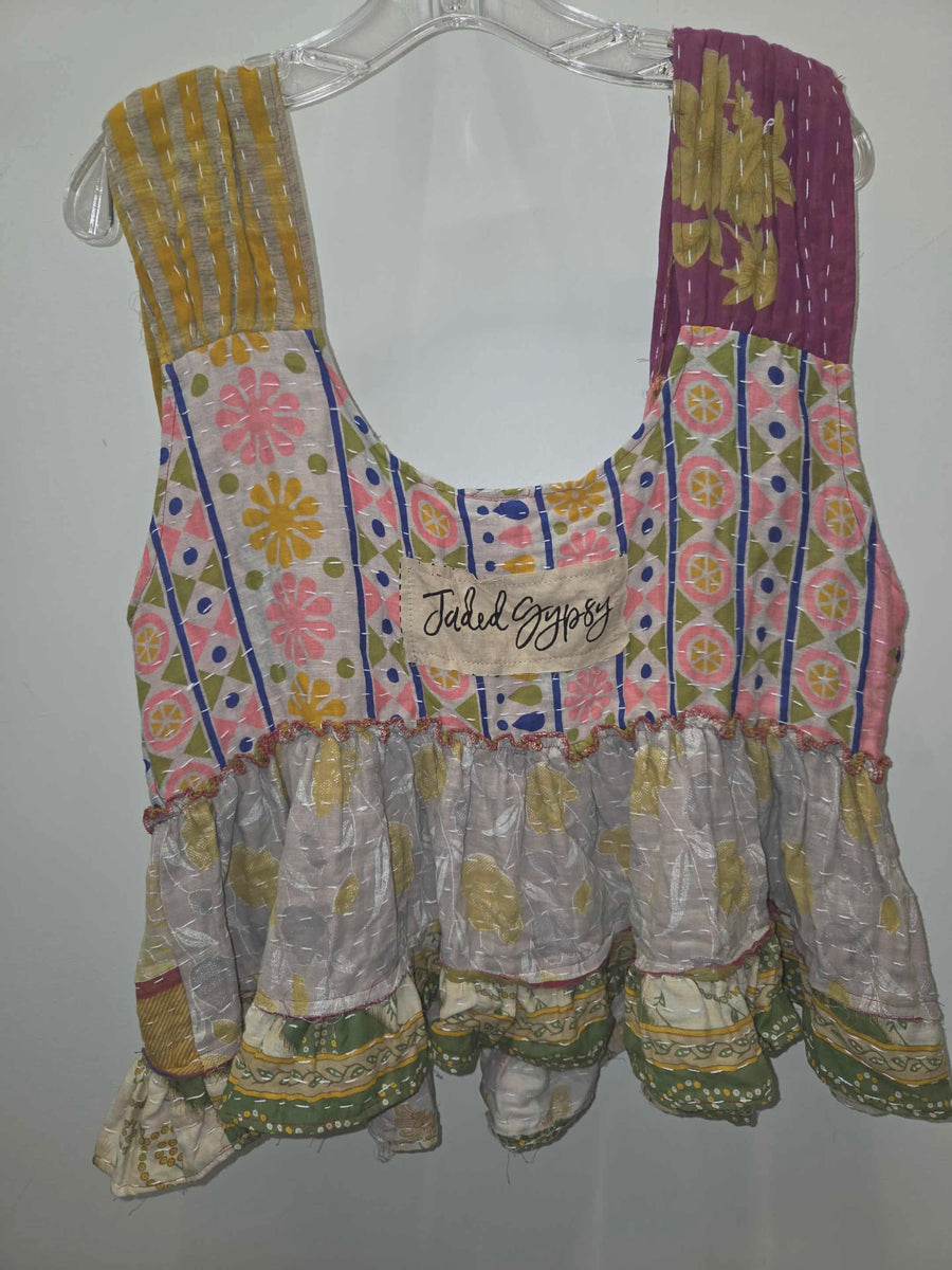 Kantha Sunrise "Carnival" Sleeveless Ruffle Tank by Jaded Gypsy