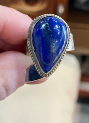 Small Iolite Tear Drop Adjustable Ornate Ring