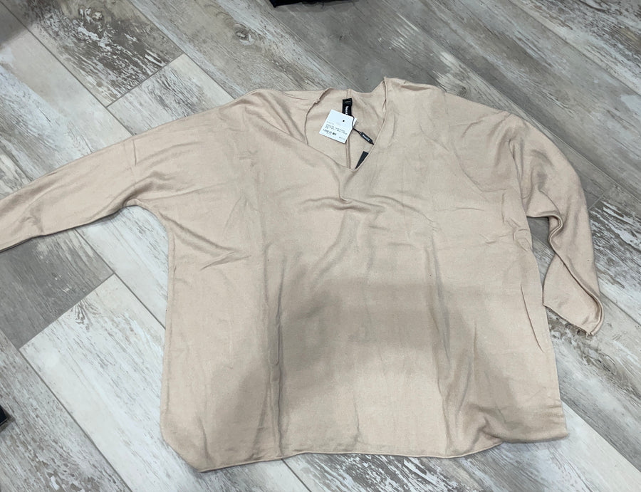 Drapey V-Neck Sweater in Beige by Venti6