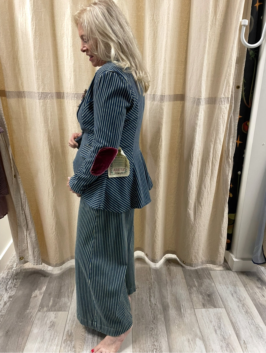 Alaia Stripe Denim Pants by Aratta