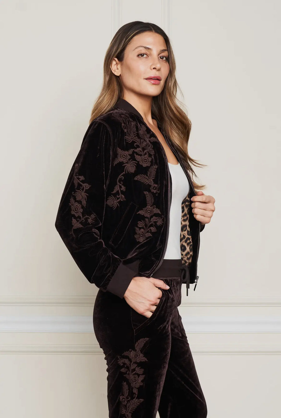 Velvet Embroidered Bomber Jacket by Paparazzi