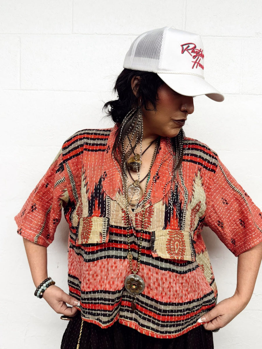 Kantha Clarity Crop Button Down #111 by Kantha Bae