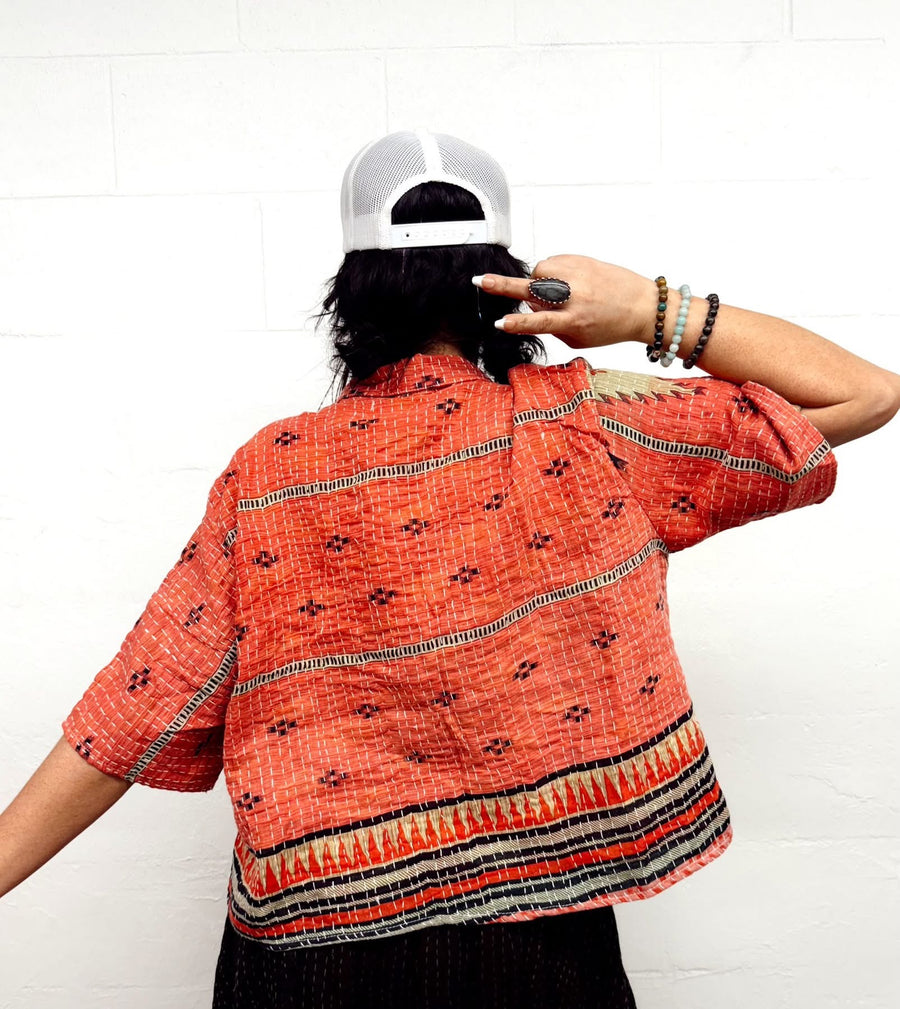 Kantha Clarity Crop Button Down #111 by Kantha Bae