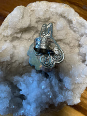 Donkey Carved in Bone Adjustable Ornate Ring