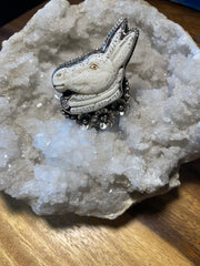 Donkey Carved in Bone Adjustable Ornate Ring