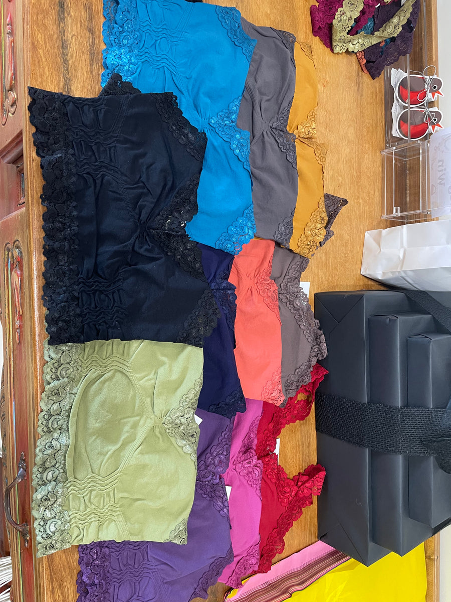 Seamless Laced Cami Bralette in Caramel Coffee by M. Rena