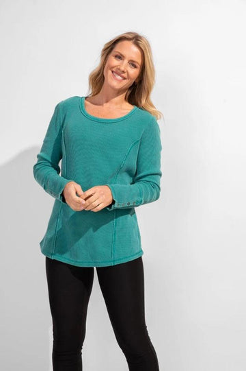 Waffle Knit Shaped Crew by Escape by Habitat - Robin Boutique-Boutique 