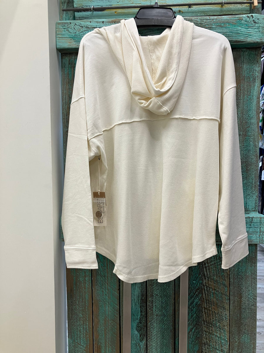 Waffle Knit Hoodie in Ivory by Escape