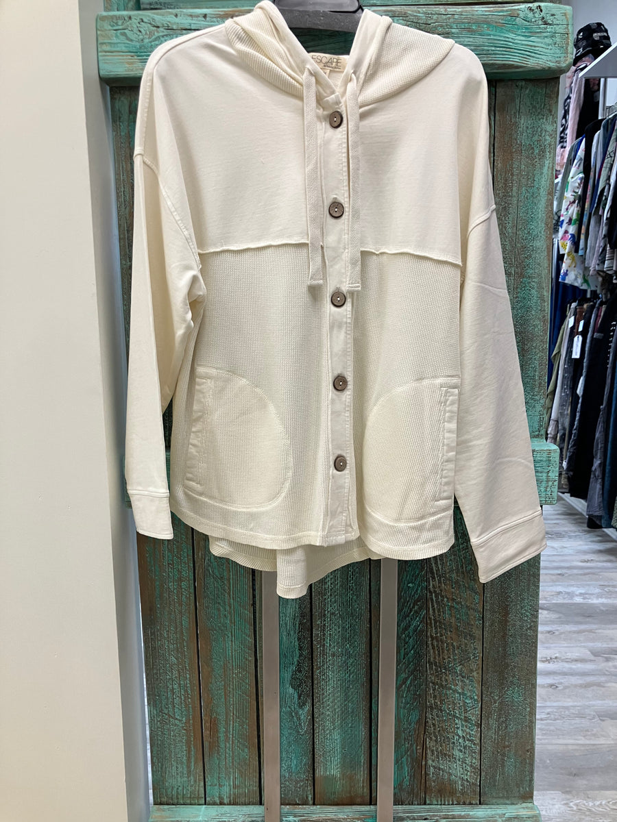 Waffle Knit Hoodie in Ivory by Escape