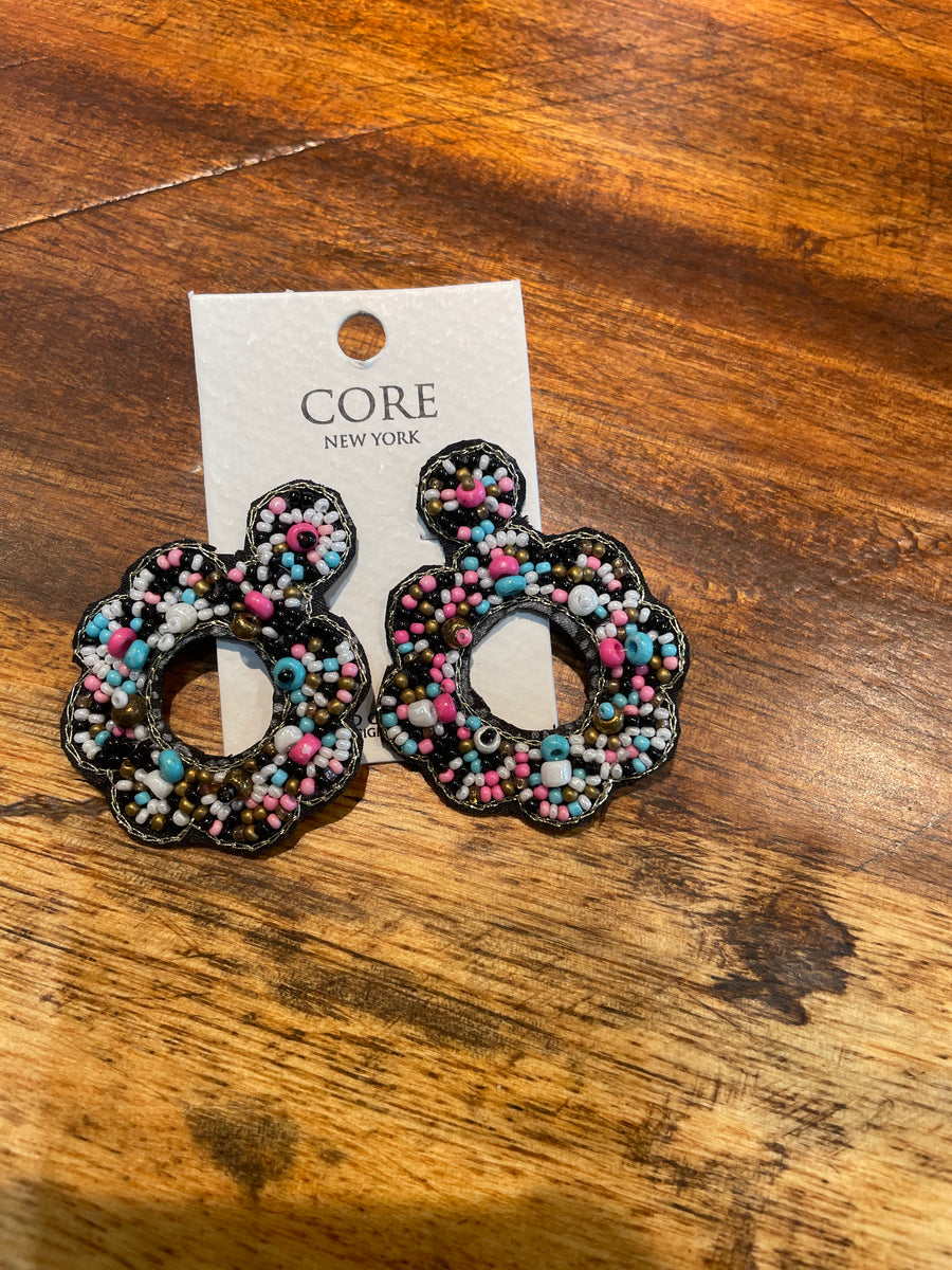 Multi Color Circle Flower Earrings