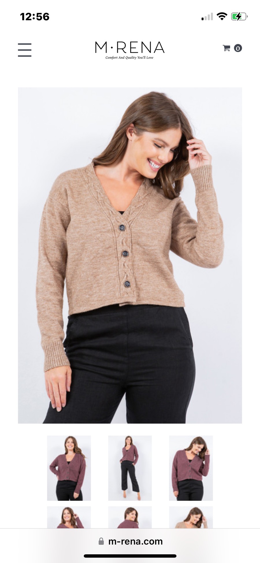 Button Cardigan in Plum by M Rena