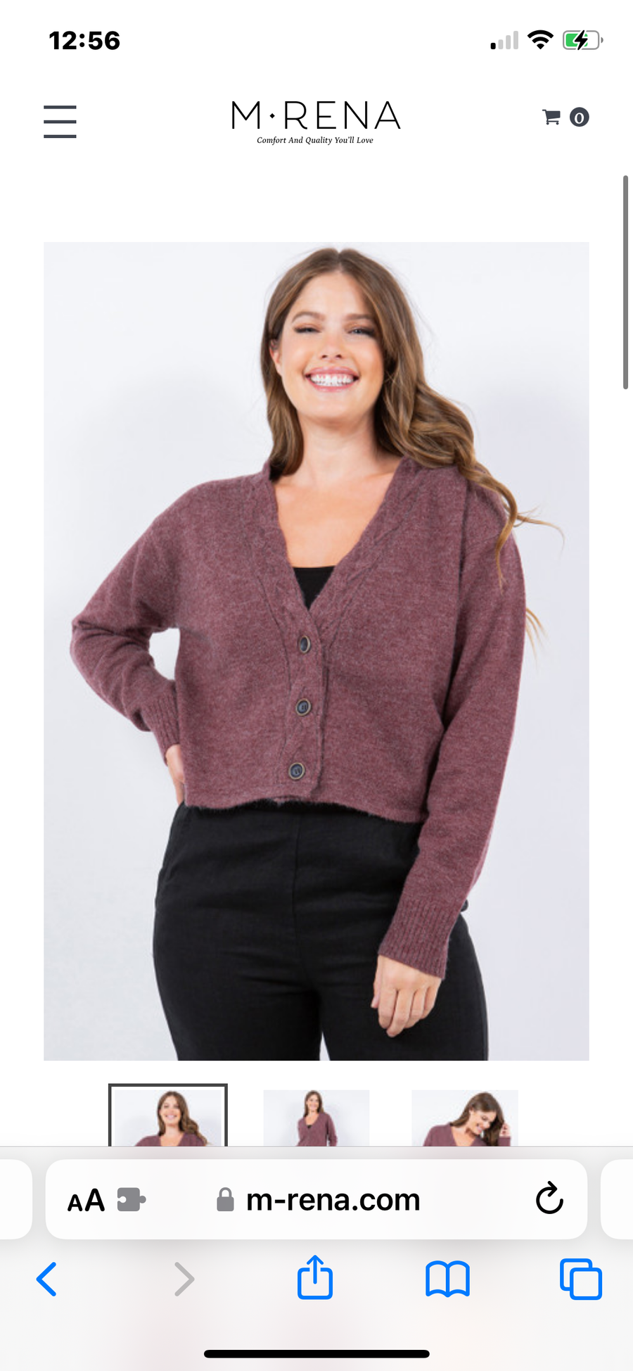 Button Cardigan in Plum by M Rena