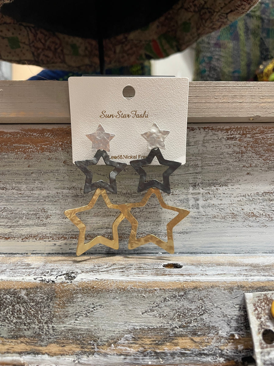 Triple Star Earrings