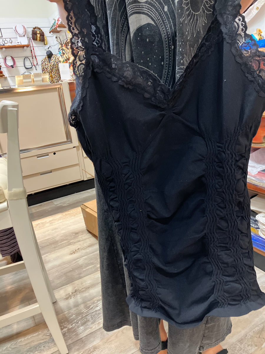 Seamless Laced Corset Camisole in Black by M. Rena