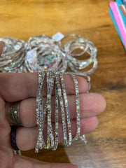 Rhinestone Tennis Stretch Bracelets on Silver