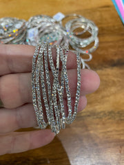 Rhinestone Tennis Stretch Bracelets on Silver