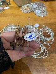 Rhinestone Tennis Stretch Bracelets on Silver