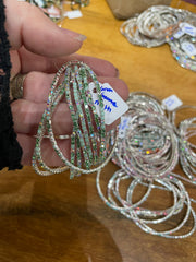 Rhinestone Tennis Stretch Bracelets on Silver