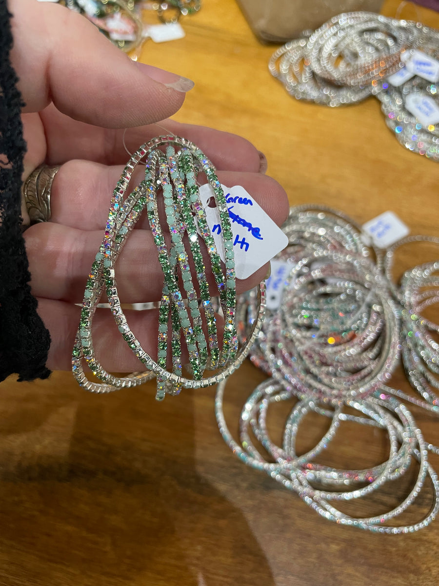 Rhinestone Tennis Stretch Bracelets on Silver