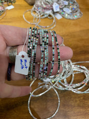 Rhinestone Tennis Stretch Bracelets on Silver