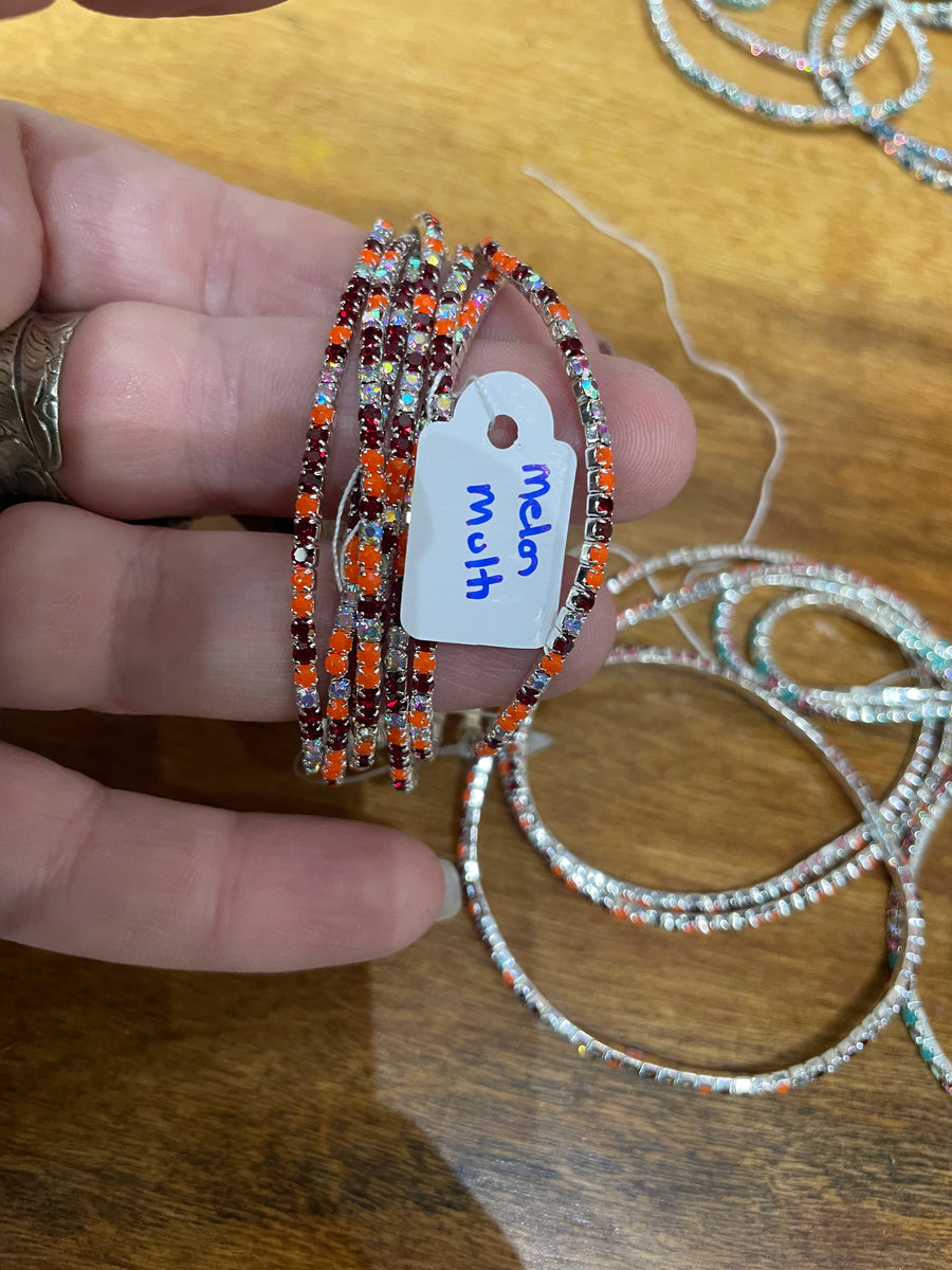 Rhinestone Tennis Stretch Bracelets on Silver