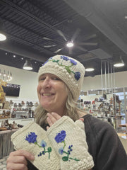 Theres Ecru Knit Beanie and  Handwarmers By Many Hands