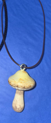Handpainted wood mushroom Necklaces