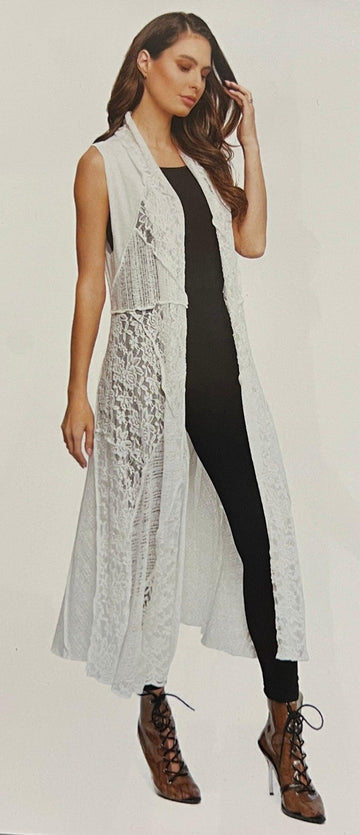 Adore Lacey Sleeveless Kimono Vest B952-22 - Robin Boutique-Boutique 