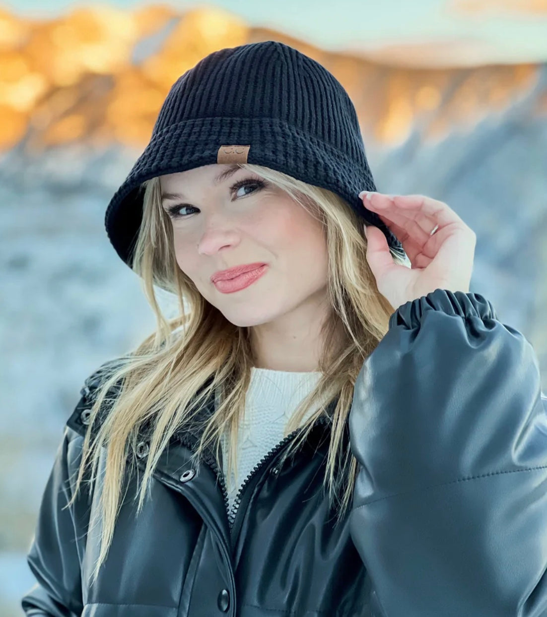 C.C. Beanie Knit Bucket Hat with Back Bow Robin Boutique