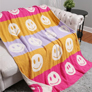 Ultra Soft Faux Fur Reversible Blanket in Happy Face
