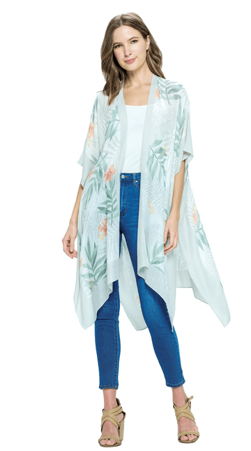 Yak Yeti Kimono Floral Leaf 23315-SGE - Robin Boutique-Boutique 