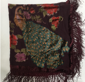 Velvet Burnout Peacock Shawl Scarf Robin Boutique