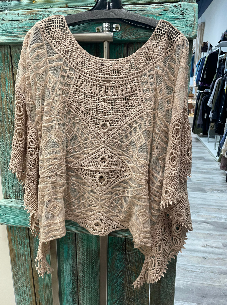 Lace and Crochet Top in Denim by Origami