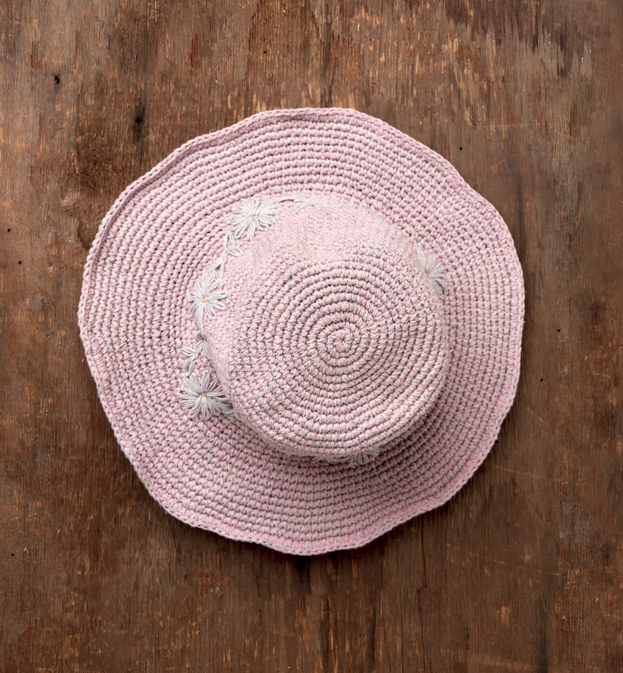 Crochet Fleur Natural Sun Hat UPF 35
