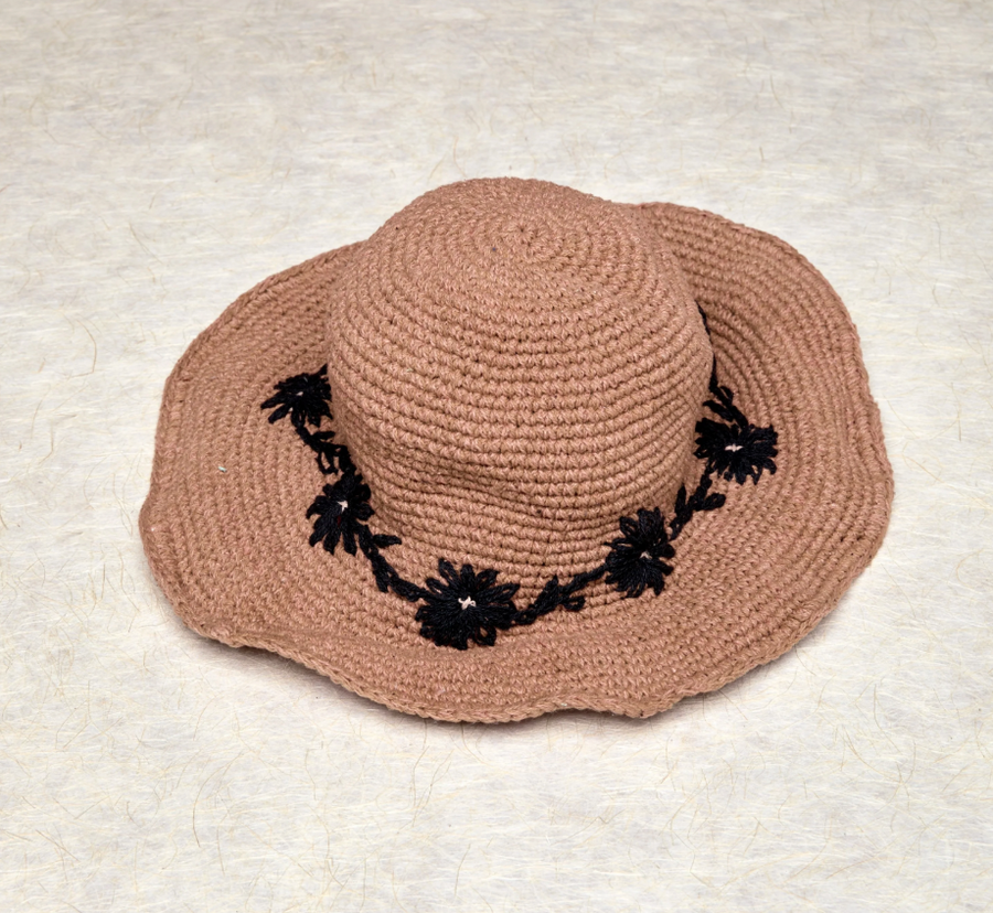 Crochet Fleur Natural Sun Hat UPF 35