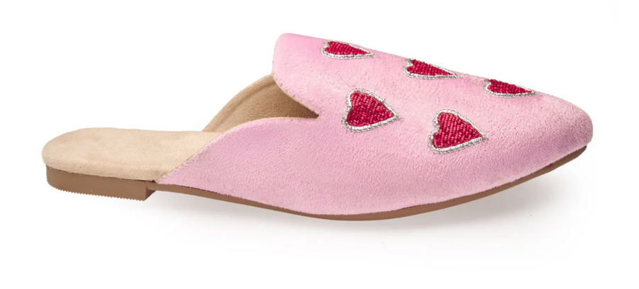 Red Heart Mules - Pink Flats Robin Boutique