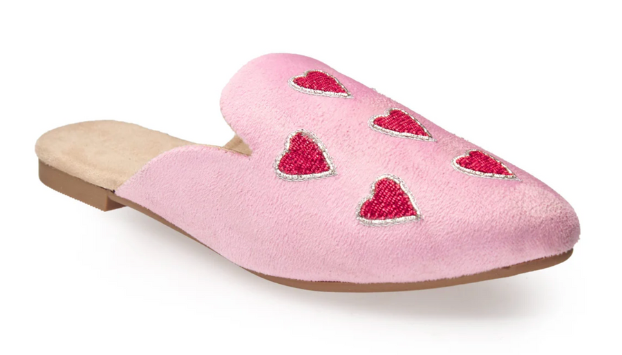 Red Heart Mules - Pink Flats Robin Boutique