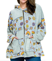 ZipUp Hoodie Peace Floral Patch Jacket Robin Boutique