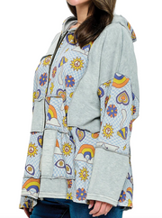 ZipUp Hoodie Peace Floral Patch Jacket Robin Boutique