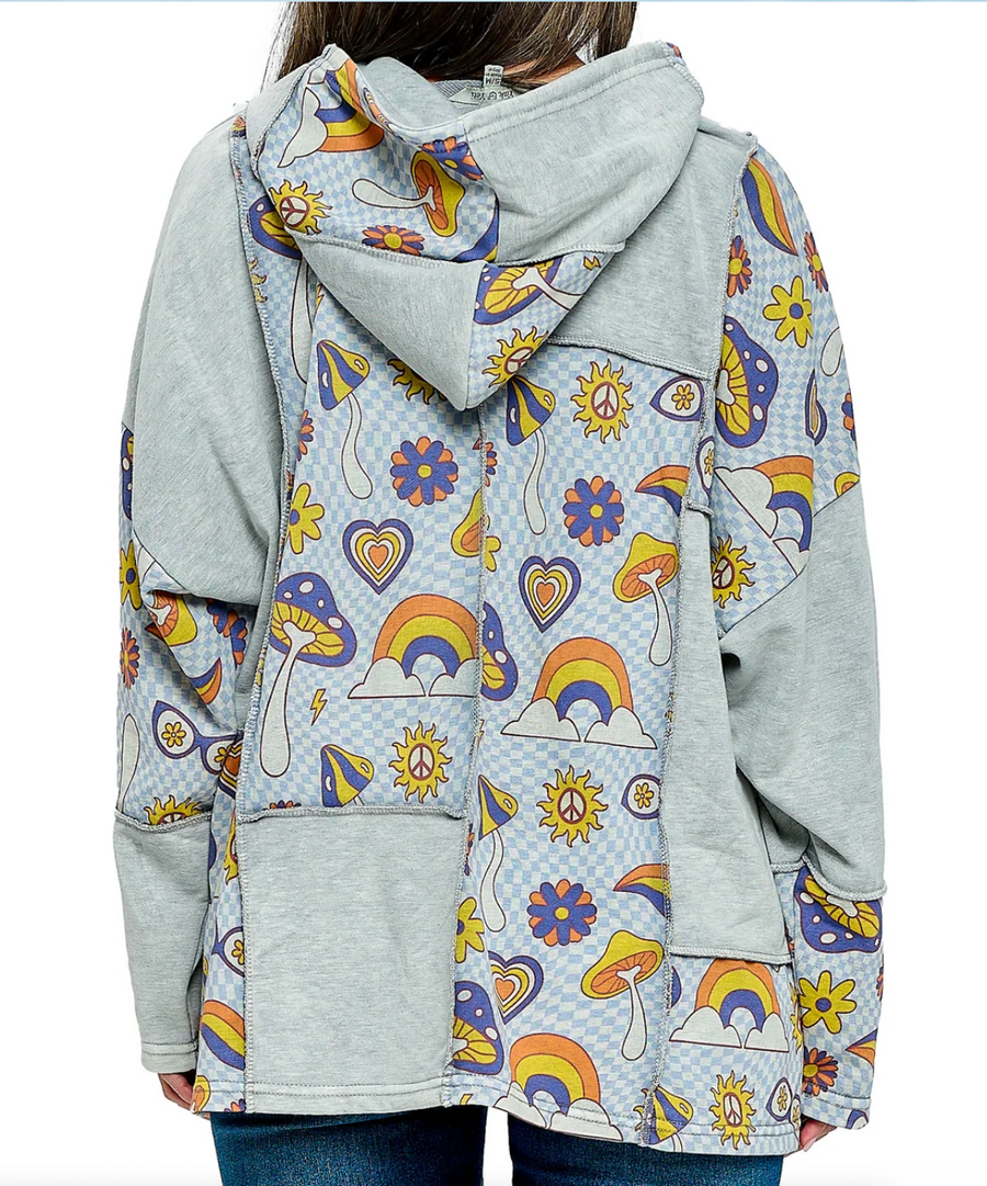 ZipUp Hoodie Peace Floral Patch Jacket Robin Boutique