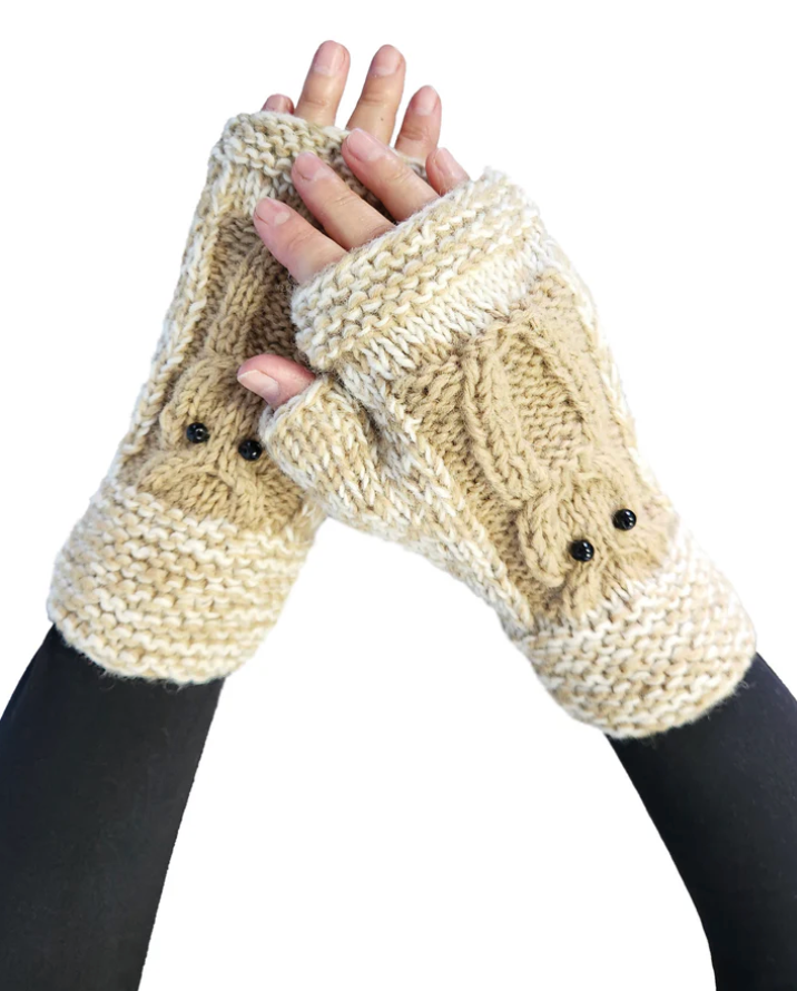 Owl Handmade Knit Fingerless Gloves Robin Boutique