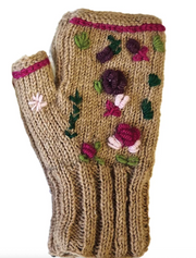 Handmade Knit Fingerless Floral Gloves Robin Boutique