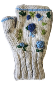 Handmade Knit Fingerless Floral Gloves Robin Boutique