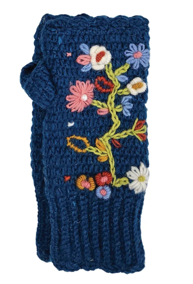 Crochet Fingerless Floral Gloves Robin Boutique