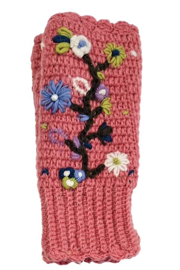 Crochet Fingerless Floral Gloves Robin Boutique