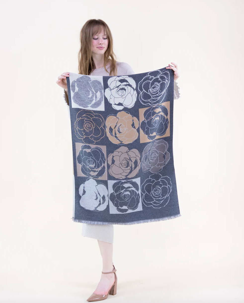 Tonal Rose Grid Scarf Robin Boutique