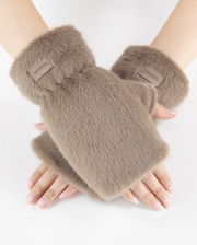 Teddy Fleece Fingerless Gloves Robin Boutique