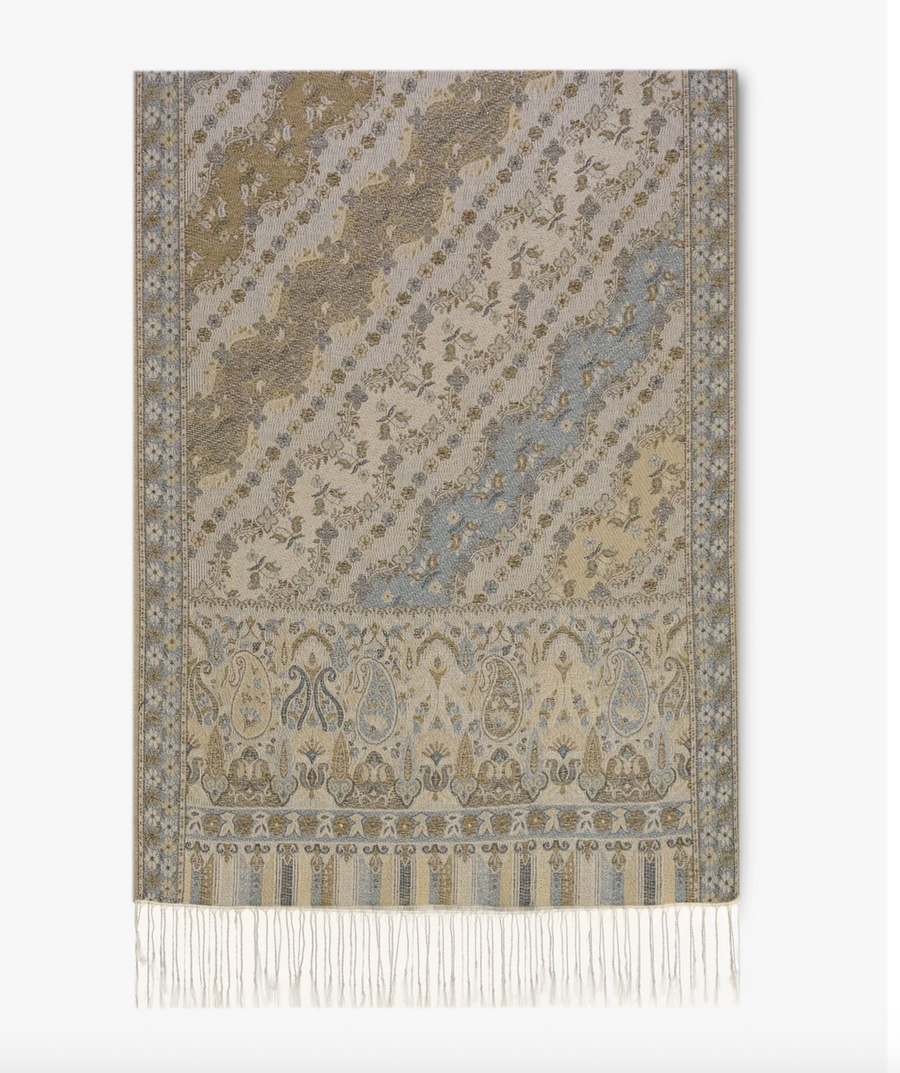 Angled Floral Paisley Shimmering Pashmina Robin Boutique